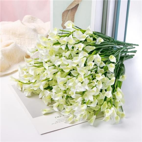 20 Bundles Artificial Flowers for Outdoors Fake Calla Lily Flowers, White - Picture 2 of 7